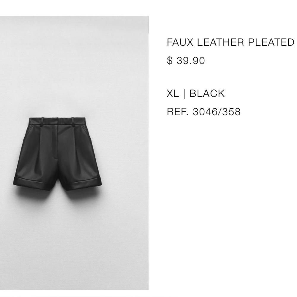 Zara Black High Waist Faux Leather Shorts